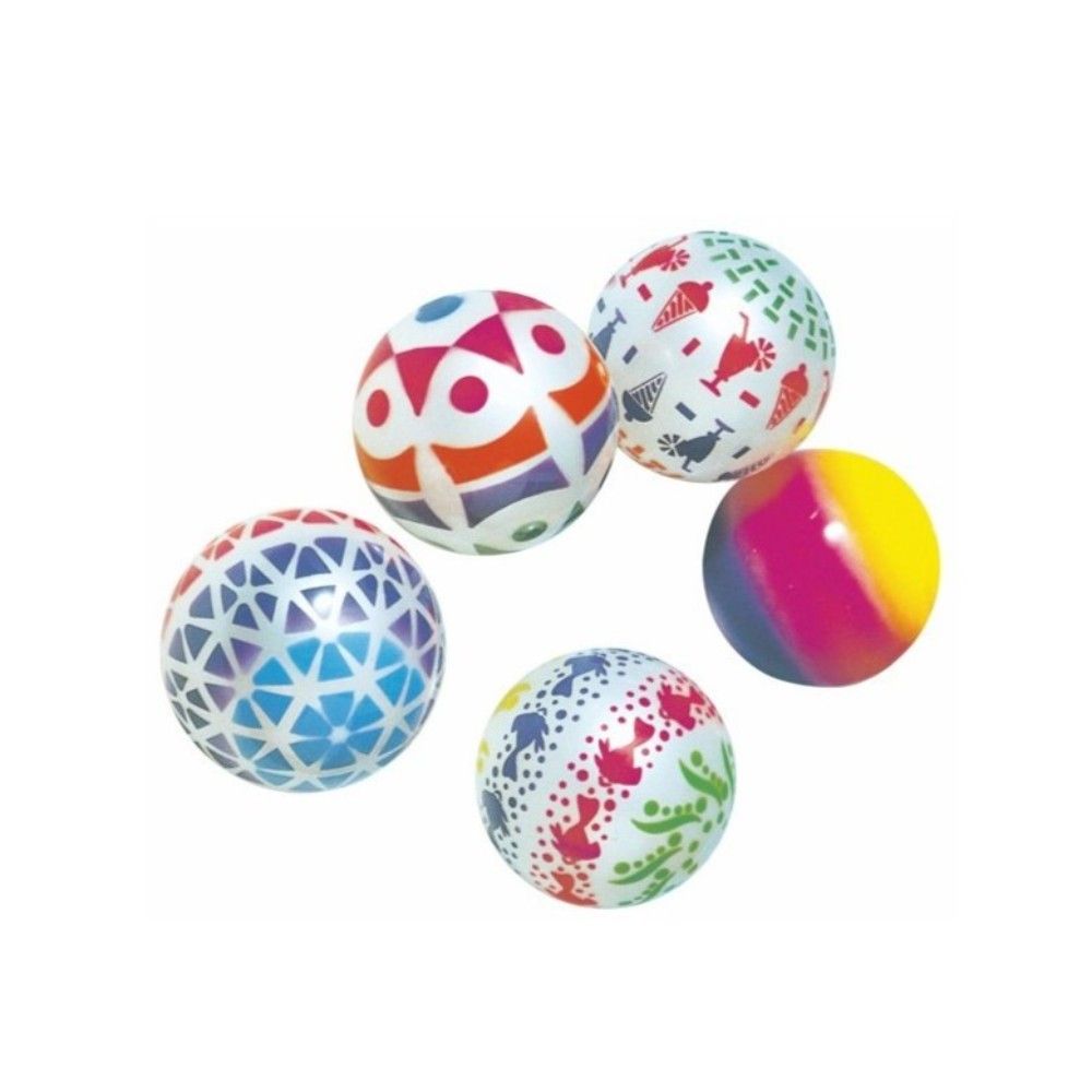 Material deportivo para educacion fisica. Lote de 5 pelotas decoradas Muti actividades amaya. fabricadas en pvc muy resistente, suave y ligero. dispone de v&aacute;vula convencional de hinchado ( x aguja de punta redonda). di&aacute;metros disponibles: 140 mm / 180 mm / 210 mm.