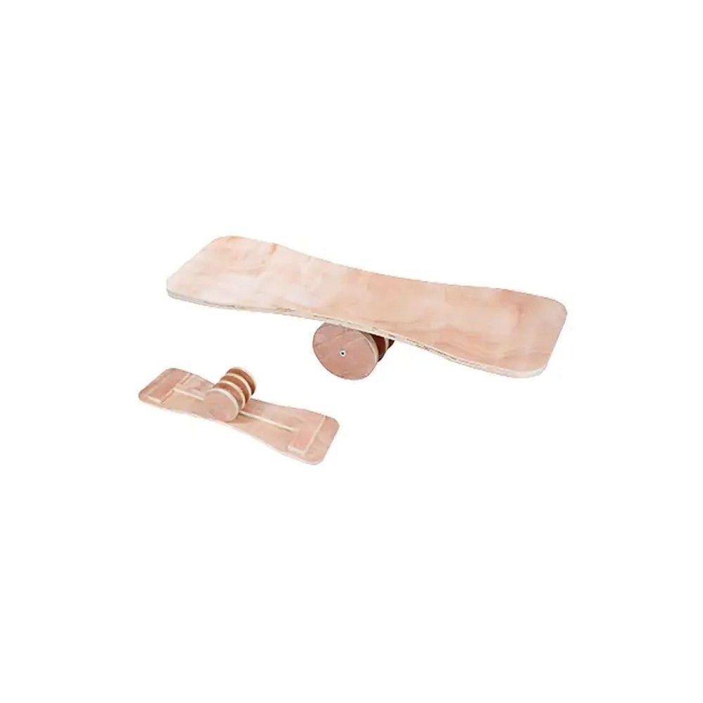 Material deportivo para colegios. set tabla de equilibrio b&aacute;sico. el set se compone de un tablero de madera laminada, con una guia inferior para el rodillo y un rodillo con gu&iacute;as, todo ello en madera. dimensiones tabla: longitud 73,5 x ancho 28 cm x grueso 1,8 cm. rodillo de di&aacute;metro 11 cm y longitud 42 cm.